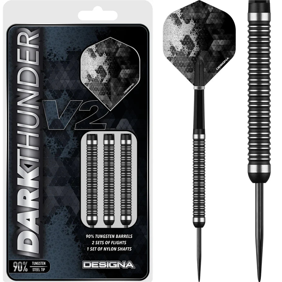 Designa Dark Thunder V2 Darts - Steel Tip - Black 30g