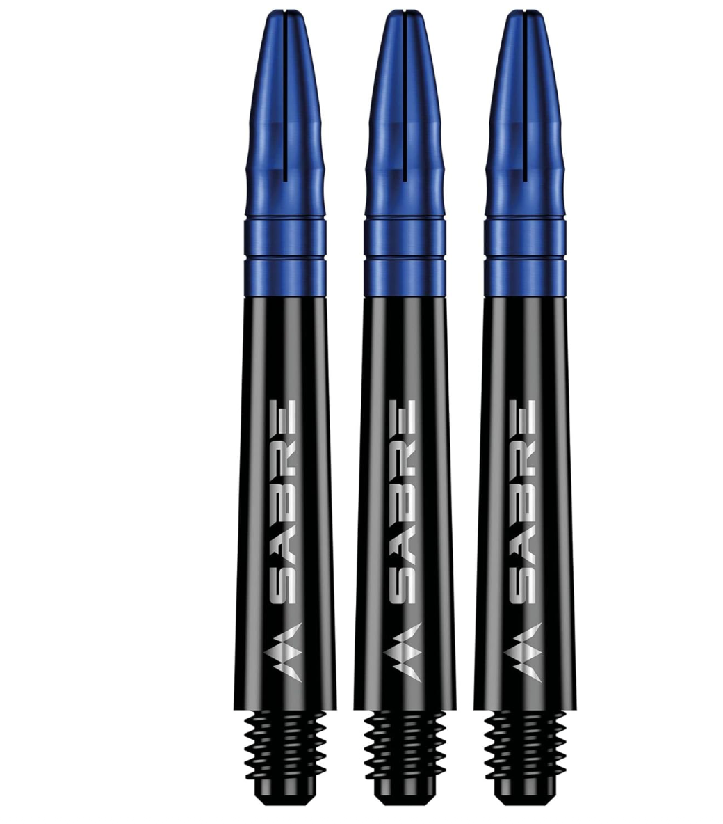 MISSION SABRE SHAFTS - POLYCARBONATE DART STEMS - BLACK - BLUE TOP TWEENIE