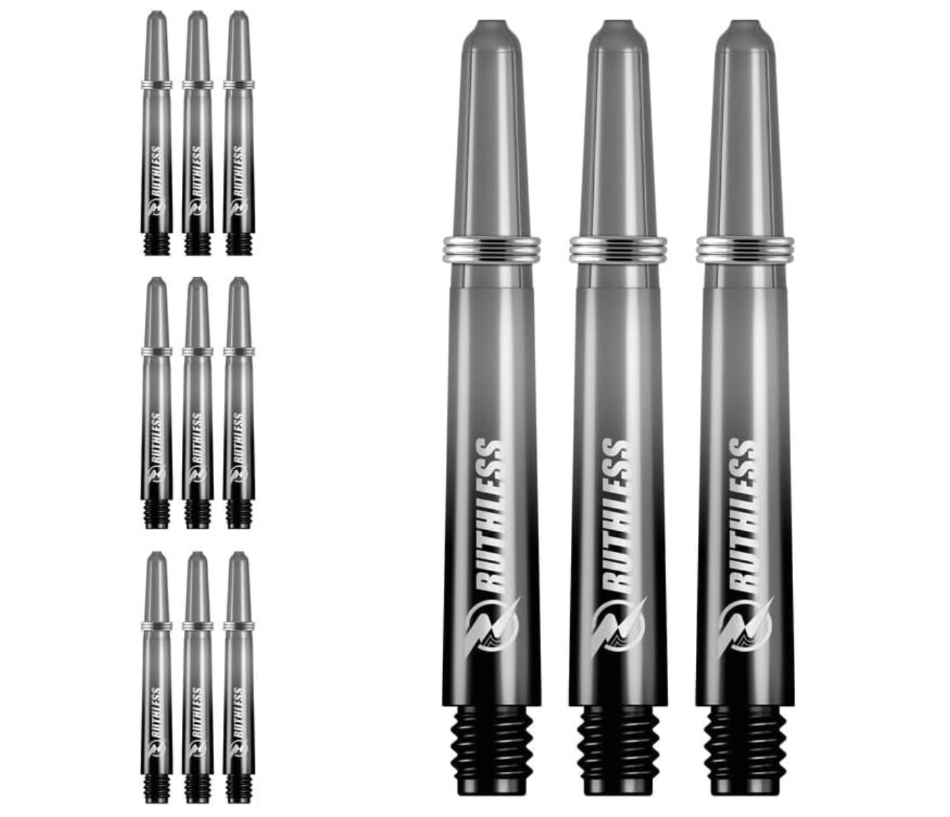 RUTHLESS DEFLECTAGRIP DART SHAFTS - NYLON STEMS WITH SPRINGS - BLACK TWEENIE