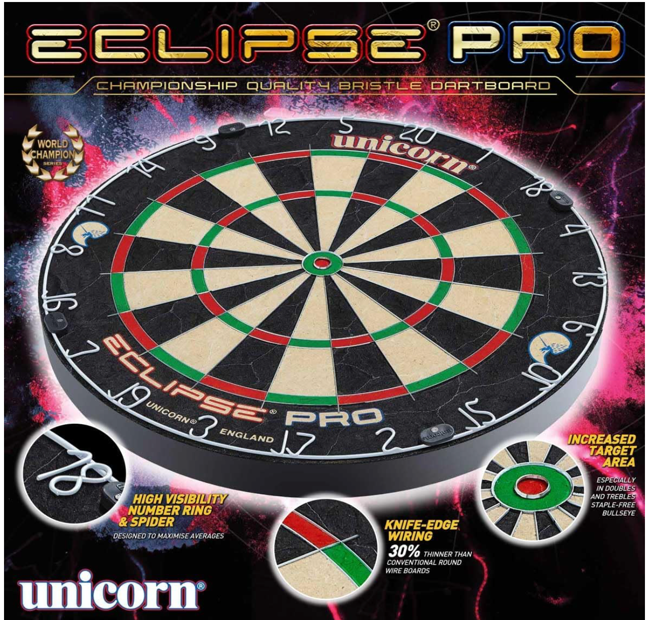 UNICORN ECLIPSE PRO DARTBOARD - PROFESSIONAL PDC ENDORSED - EPRO 1