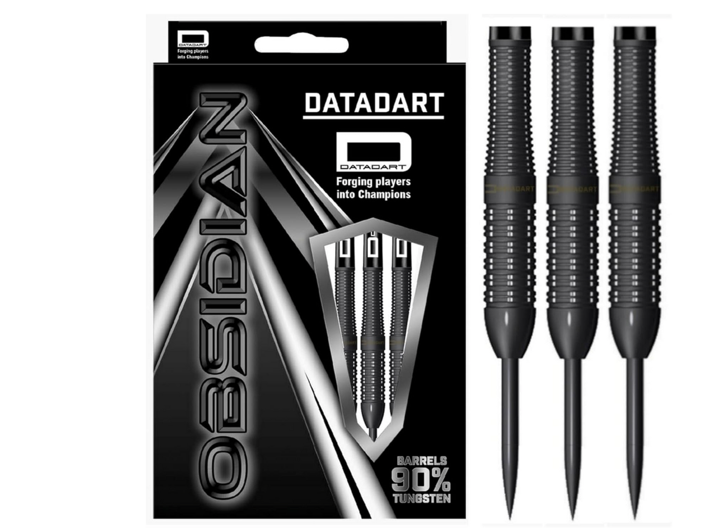DATADART OBSIDIAN DARTS - STEEL TIP - 90% - CONCAVE REAR - BLACK PVD 25G