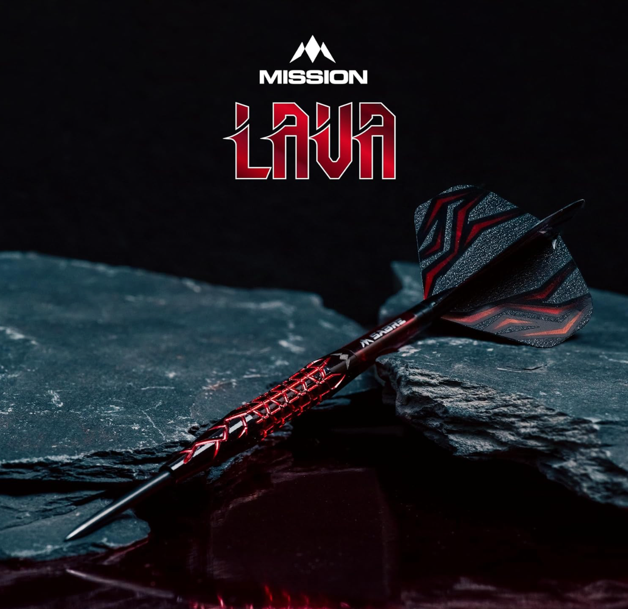 MISSION LAVA DARTS - STEEL TIP - 95% TUNGSTEN - BLACK & RED ELECTRO 24G