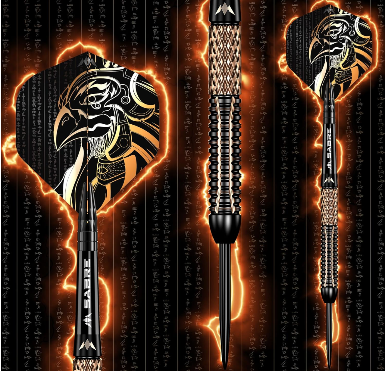 MISSION HORUS DARTS - STEEL TIP - 97.5% TUNGSTEN - BLACK & BRONZE ELECTRO 25G