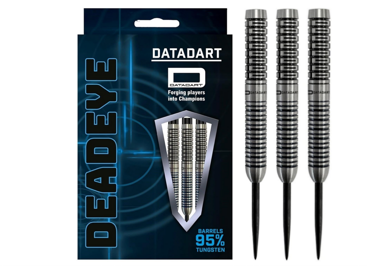 DATADART DEADEYE DARTS - STEEL TIP - 95% - BLACK & BLUE ELECTRO 24G