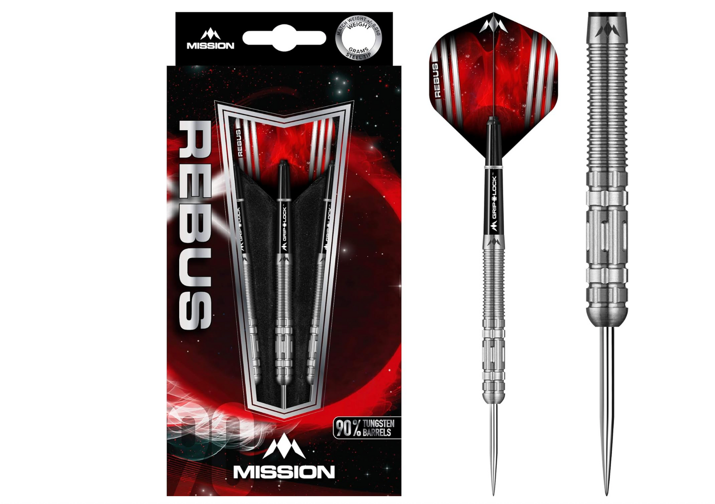 MISSION REBUS DARTS - STEEL TIP - M4 - REAR RING GRIP 26G
