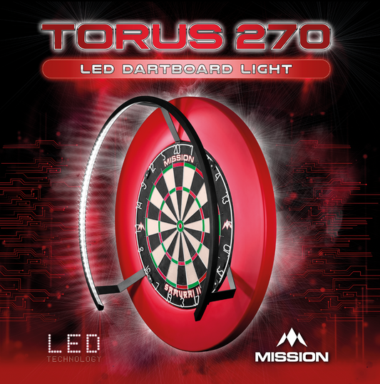 MISSION TORUS 270 DARTBOARD LIGHTING - BRIGHT WHITE LIGHT- RED