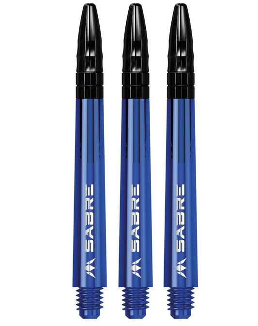 MISSION SABRE SHAFTS - POLYCARBONATE DART STEMS - BLUE - BLACK TOP