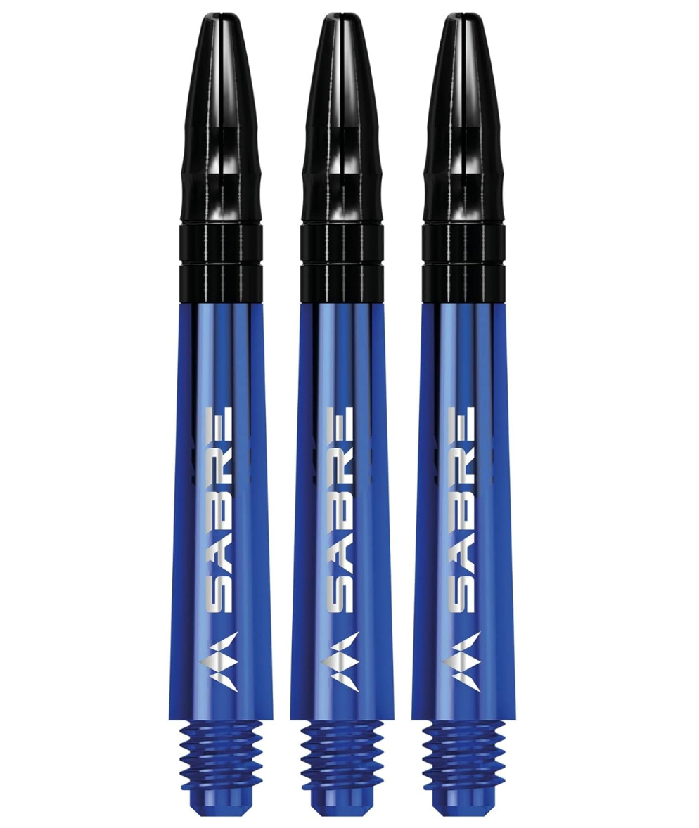 MISSION SABRE SHAFTS - POLYCARBONATE DART STEMS - BLUE - BLACK TOP TWEENIE