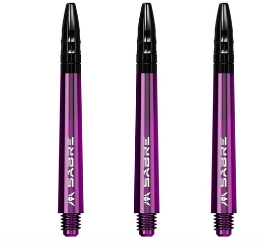MISSION SABRE SHAFTS - POLYCARBONATE DART STEMS - PURPLE - BLACK TOP MEDIUM