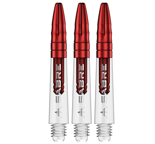 MISSION SABRE SHAFTS - POLYCARBONATE DART STEMS - CLEAR - RED TOP SHORT
