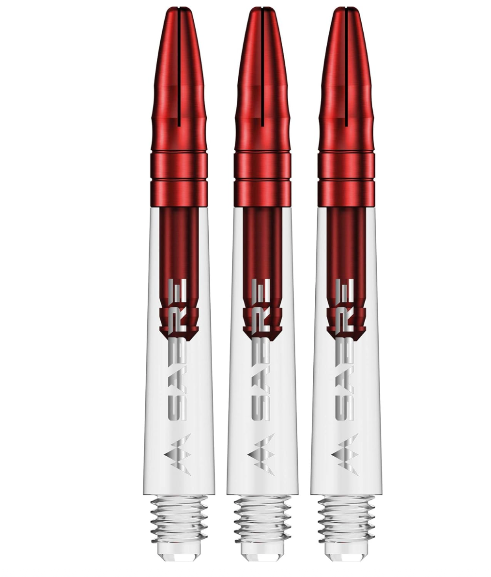 MISSION SABRE SHAFTS - POLYCARBONATE DART STEMS - CLEAR - RED TOP TWEENIE