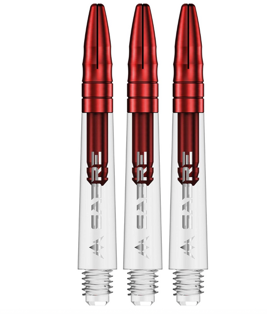 MISSION SABRE SHAFTS - POLYCARBONATE DART STEMS - CLEAR - RED TOP TWEENIE