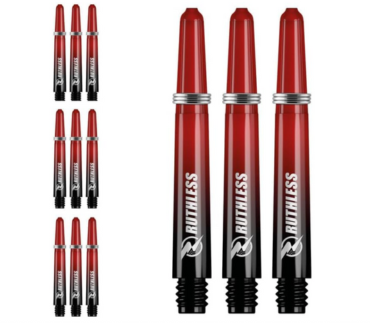 RUTHLESS DEFLECTAGRIP PLUS DART SHAFTS - POLYCARBONATE STEMS WITH SPRINGS - RED MEDIUM
