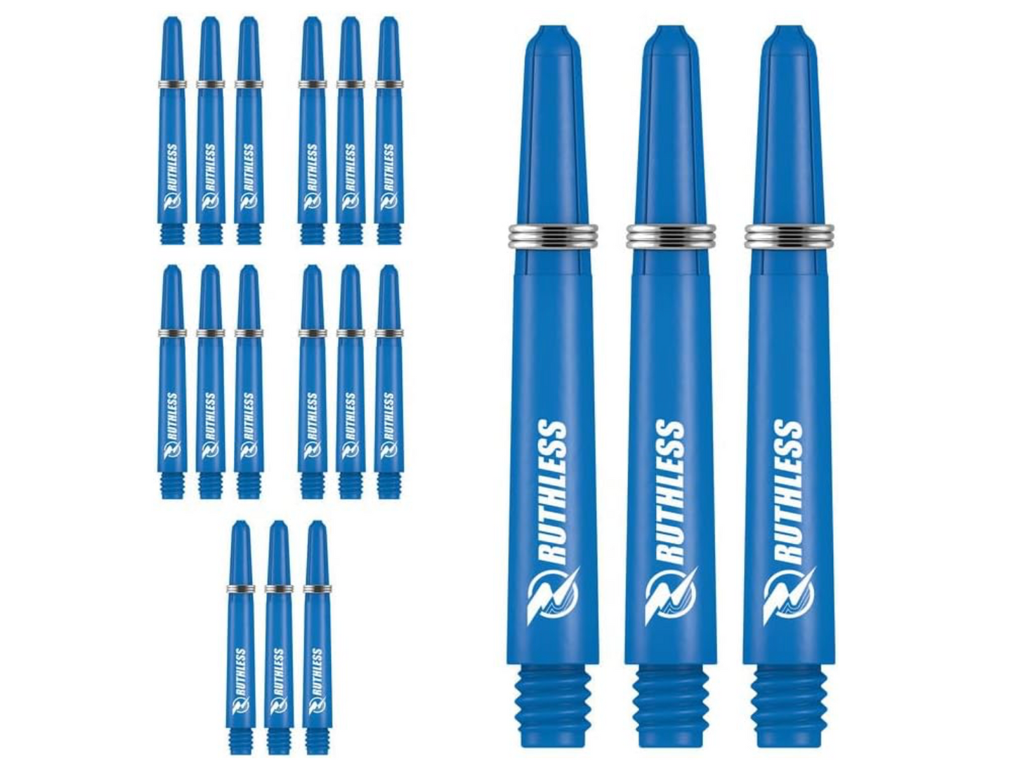 RUTHLESS DEFLECTAGRIP DART SHAFTS - NYLON STEMS WITH SPRINGS - BLUE MEDIUM
