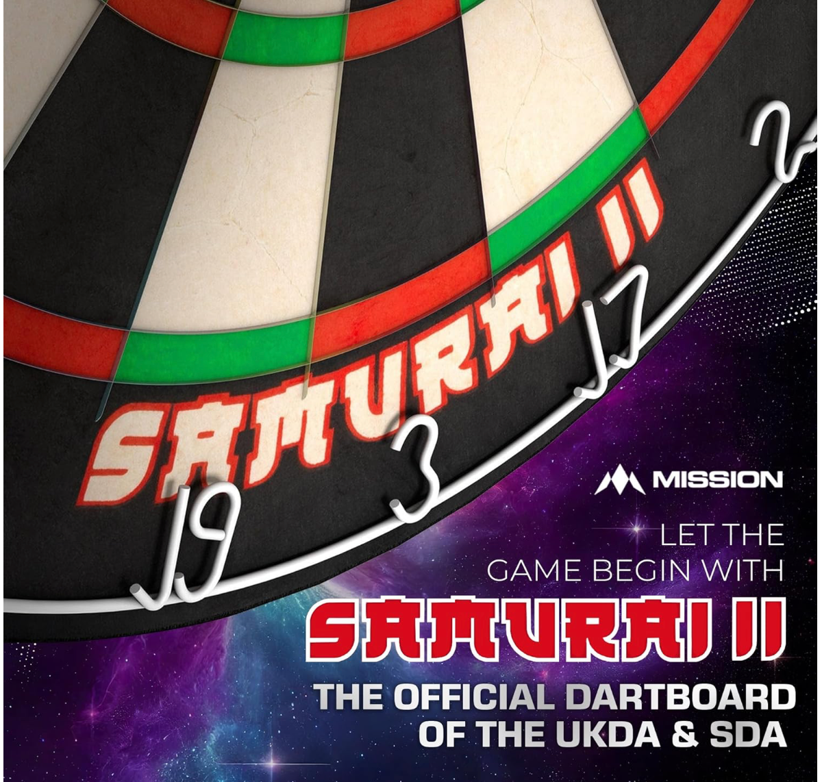 MISSION SAMURAI II DARTBOARD - ULTRA THIN WIRE - PROFESSIONAL BOARD