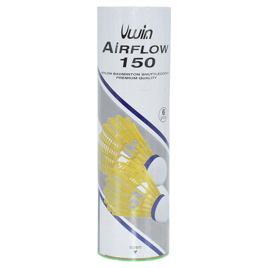 Uwin Airflow 150 Badminton Shuttlecocks Yellow Tube Of 6