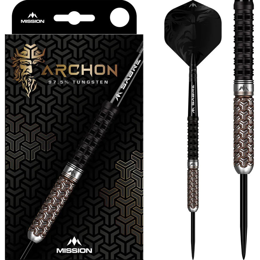MISSION ARCHON DARTS - STEEL TIP - 97.5% - BLACK & BRONZE PVD 26G
