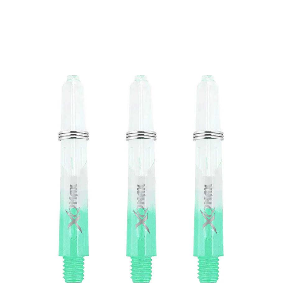 XQMax Gradient Polycarbonate Dart Shafts - with Logo - includes Springs - Transparent & Green Short