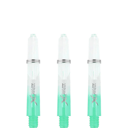 XQMax Gradient Polycarbonate Dart Shafts - with Logo - includes Springs - Transparent & Green Short