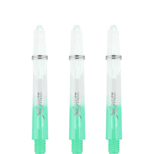 XQMax Gradient Polycarbonate Dart Shafts - with Logo - includes Springs - Transparent & Green Tweenie