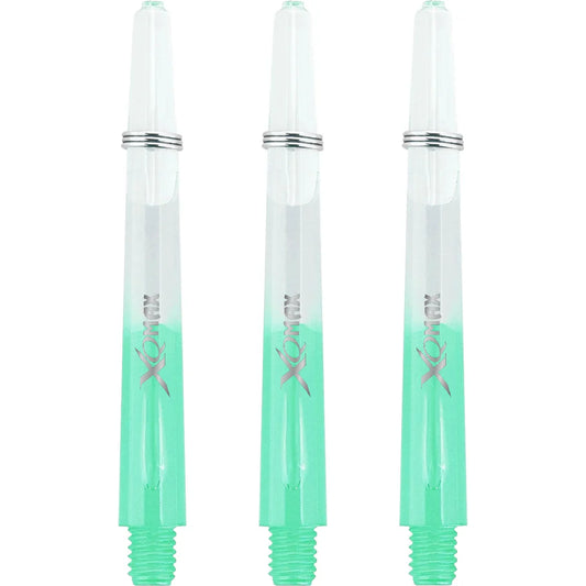 XQMax Gradient Polycarbonate Dart Shafts - with Logo - includes Springs - Transparent & Green Medium